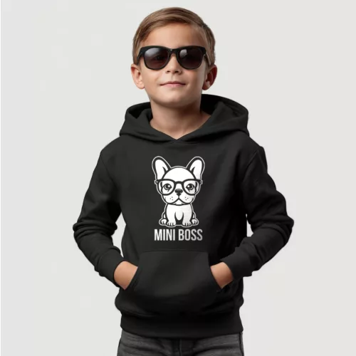 Mini boss - Francia bulldog gyerek pulóver / Fekete