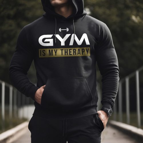 Gym is my therapy - Pulóver / Fekete