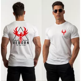 Reborn in the gym férfi póló / Fehér