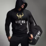 Train like a Viking! Victory or Valhalla - Fekete pulóver + edzőtáska 