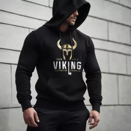 Train like a Viking! Victory or Valhalla - Pulóver / Fekete