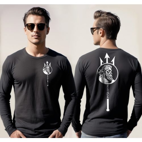Poseidon - Férfi hosszú ujjú póló / fekete