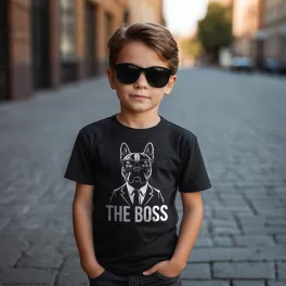   The boss - Francia bulldog / Gyerek póló (univerzális fazon) / Fekete