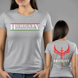 Hungary - Magyarország dupla mintás női póló / Szürke