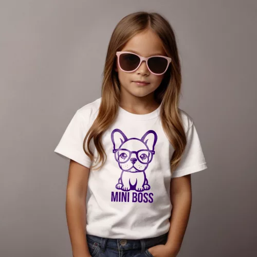 Mini boss - Francia bulldog / Gyerek póló (univerzális fazon) / Fehér