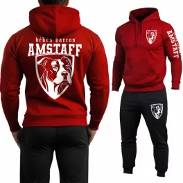 Békés harcos - Amstaff melegítő szett / Piros - fekete