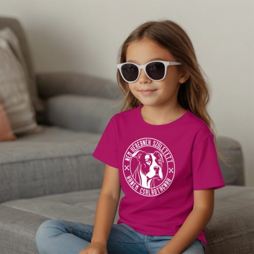 Nem vérebnek született, hanem családtagnak - Amstaff  gyerek póló (pink)