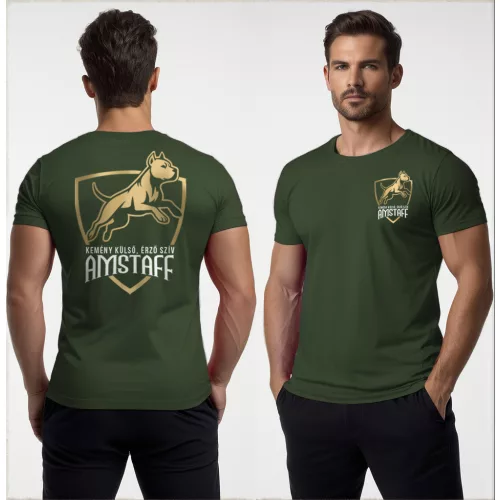 Kemény külső, érző szív  - Amstaff férfi póló / Army