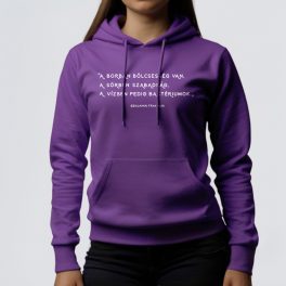   A borban bölcsesség van, a sörben szabadság, a vízben pedig baktériumok. - Női pulóver / Lila
