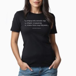   A borban bölcsesség van, a sörben szabadság, a vízben pedig baktériumok. - Női póló / Fekete