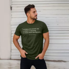   A borban bölcsesség van, a sörben szabadság, a vízben pedig baktériumok. - Férfi póló / Army