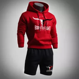   Born to fight - Bullspirit piros pulóver + fekete rövidnadrág 