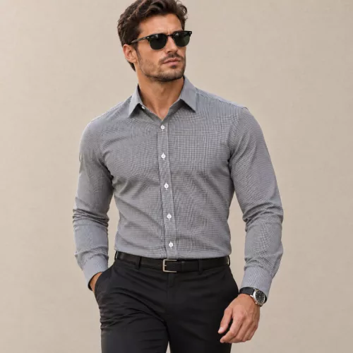 Premier PR220 FÉRFI APRÓ KOCKÁS (GINGHAM) HOSSZÚ UJJÚ PAMUTING XS