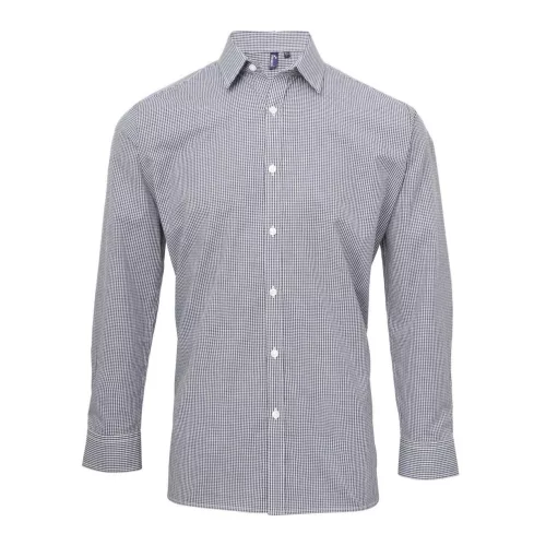Premier PR220 FÉRFI APRÓ KOCKÁS (GINGHAM) HOSSZÚ UJJÚ PAMUTING S