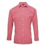 Premier PR220 FÉRFI APRÓ KOCKÁS (GINGHAM) HOSSZÚ UJJÚ PAMUTING XS
