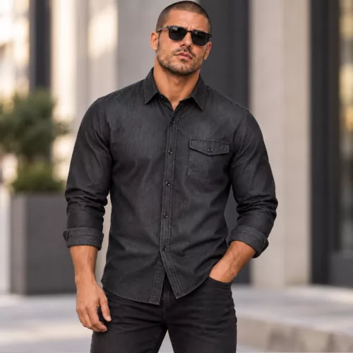 Premier PR222 FÉRFI DENIM ING FARMER STÍLUSÚ TŰZÉSSEL XS