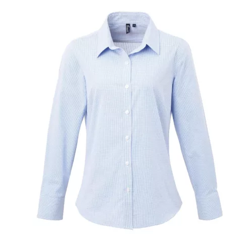 Premier PR320 NŐI APRÓKOCKÁS (GINGHAM) HOSSZÚ UJJÚ PAMUT ING  S