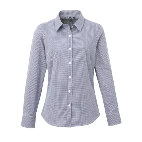 Premier PR320 NŐI APRÓKOCKÁS (GINGHAM) HOSSZÚ UJJÚ PAMUT ING  S