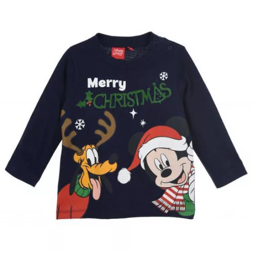 Disney Mickey Pluto Blue Karácsonyi baba póló, felső 6 hó