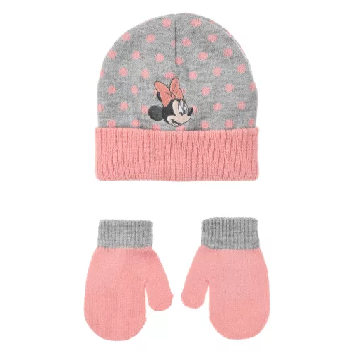 Disney Minnie Dots Grey baba sapka + kesztyű szett 48 cm