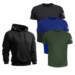   BornwinX szett összeállítás - 3 db póló (army, kék, fekete) + 1 db pulóver (fekete)