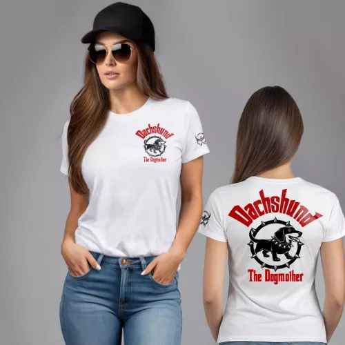 Dachshund The Dogmother - Tacskó mintás női póló / Fehér