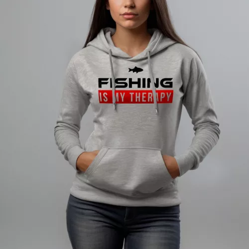 Fishing is my therapy - Női pulóver / Szürke