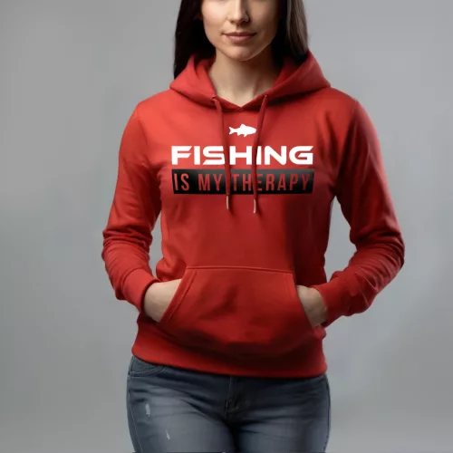 Fishing is my therapy - Női pulóver / Piros