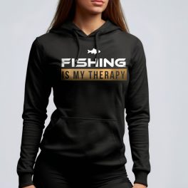 Fishing is my therapy - Női pulóver / Fekete