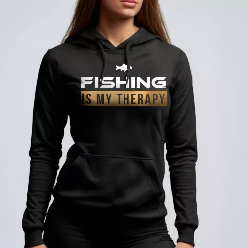 Fishing is my therapy - Női pulóver / Fekete