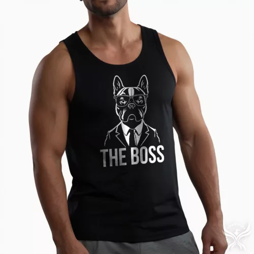 The boss - Francia bulldog / Classicfit trikó / Fekete