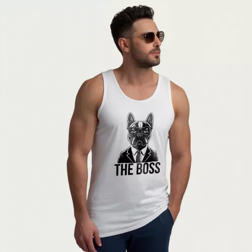 The boss - Francia bulldog / Classicfit trikó / Fehér