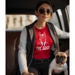 The Boss - Francia bulldog női piros póló + kék short