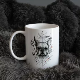 Absztrakt francia bulldog mintás bögre