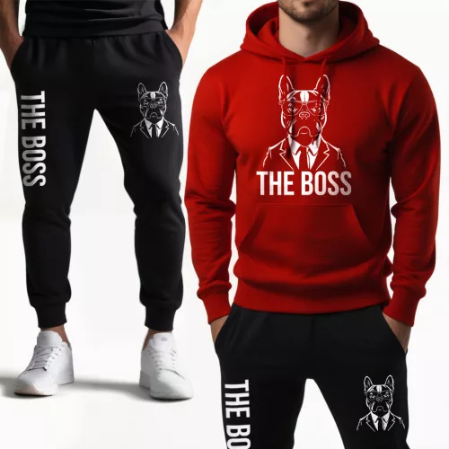 The Boss - Francia bulldog melegítő szett / Piros - fekete