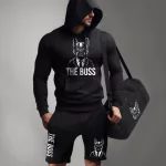 The boss - Francia bulldog  / Fekete pulóver + fekete rövidnadrág + edzőtáska