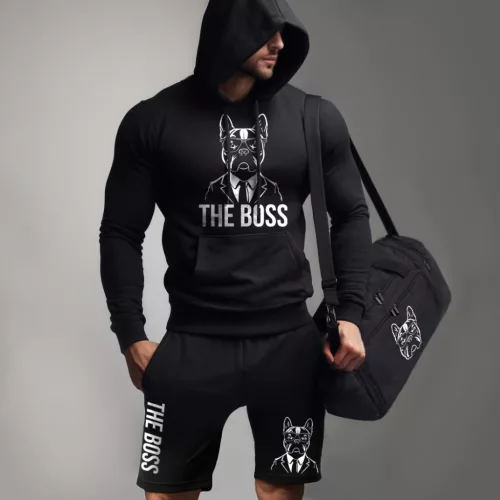 The boss - Francia bulldog  / Fekete pulóver + fekete rövidnadrág + edzőtáska
