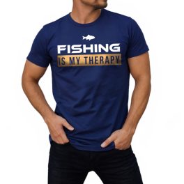 Fishing is my therapy - Férfi póló / Kék-arany