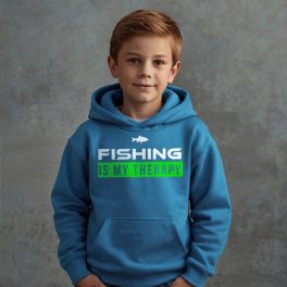 Fishing is my therapy - Gyerek pulóver / Kék