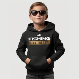 Fishing is my therapy - Gyerek pulóver / Fekete
