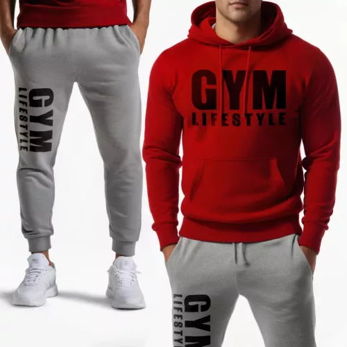 Gym lifestyle melegítő szett / Piros - szürke