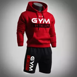 Gym is my therapy piros pulóver + fekete rövidnadrág 
