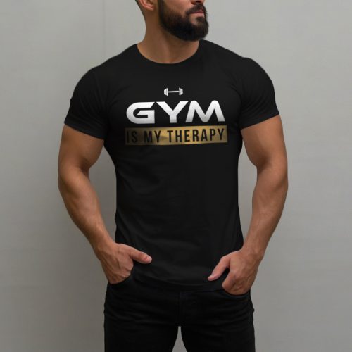 Gym is my therapy férfi póló / Fekete