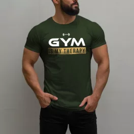 Gym is my therapy férfi póló / Army