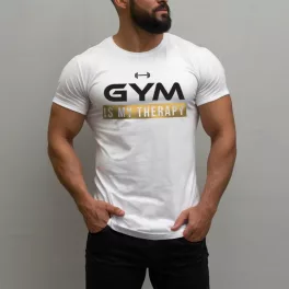 Gym is my therapy férfi póló / Fehér