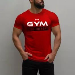 Gym is my therapy férfi póló / Piros