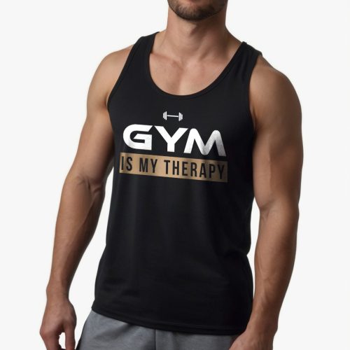 Gym is my therapy fekete classicfit trikó 