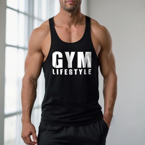 Gym lifestyle - Fekete stringer trikó