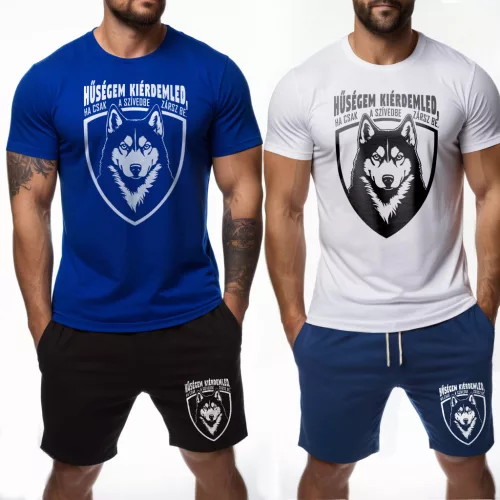 Hűségem kiérdemled, ha csak a szívedbe zársz be - Husky / Férfi póló (2db) + rövidnadrág (2db) / BLCK-NAVY-WHT