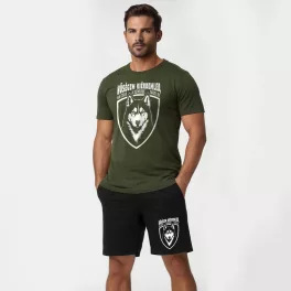   Hűségem kiérdemled, ha csak a szívedbe zársz be - Husky férfi póló + rövidnadrág / Army - fekete